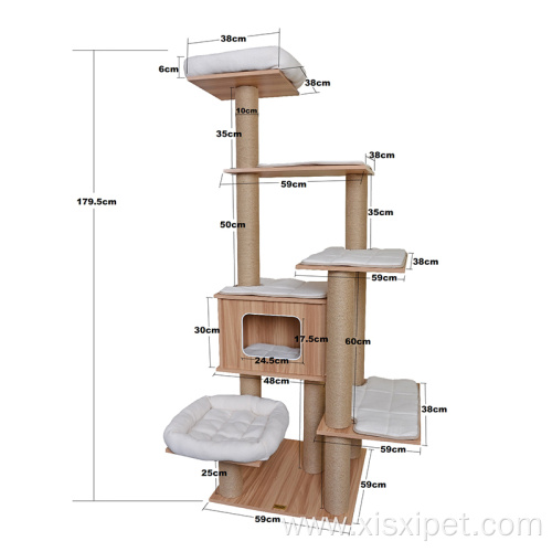 Cat Tree House Tower With Toys Cat Climbing